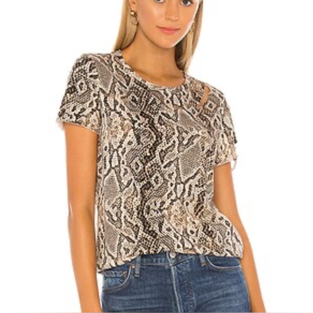 NWT New Philanthropy Atlas Sand Python Snake Print Top T-Shirt Blouse Tee